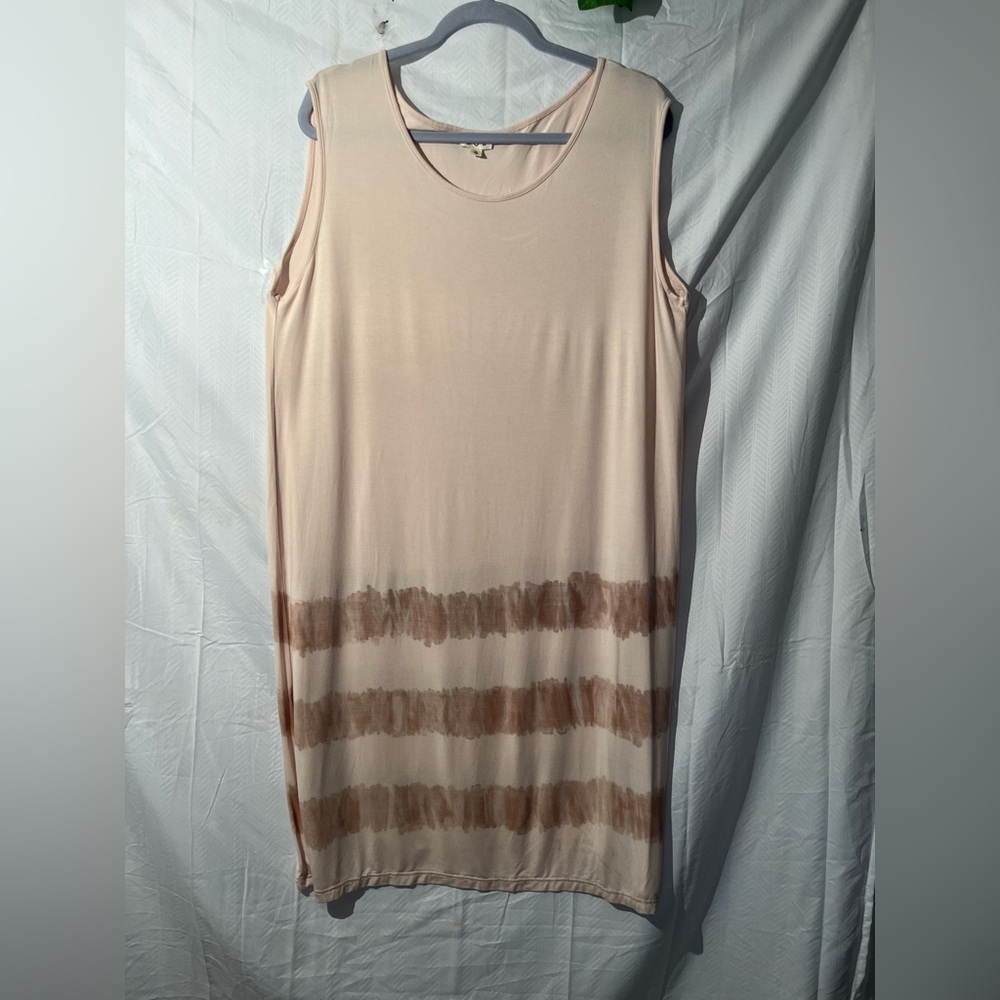 🆕 . POL Cream and Tan Sleeveless Rayon Spandex Dress. S - Picture 4 of 5